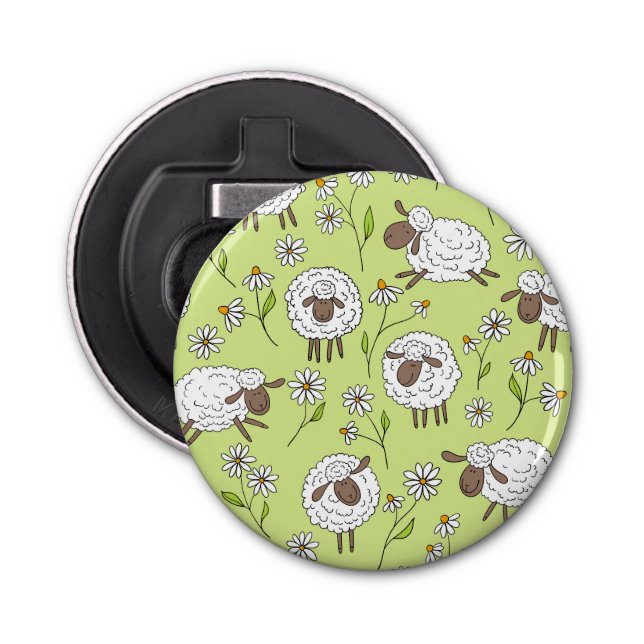 Counting sheep on honney dew green bottle opener (Front)