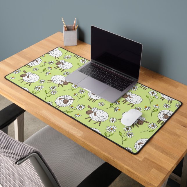 Counting sheep on honney dew green desk mat (Office 2)