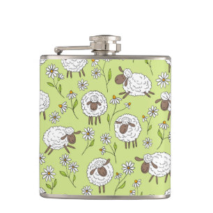 Counting sheep on honney dew green hip flask