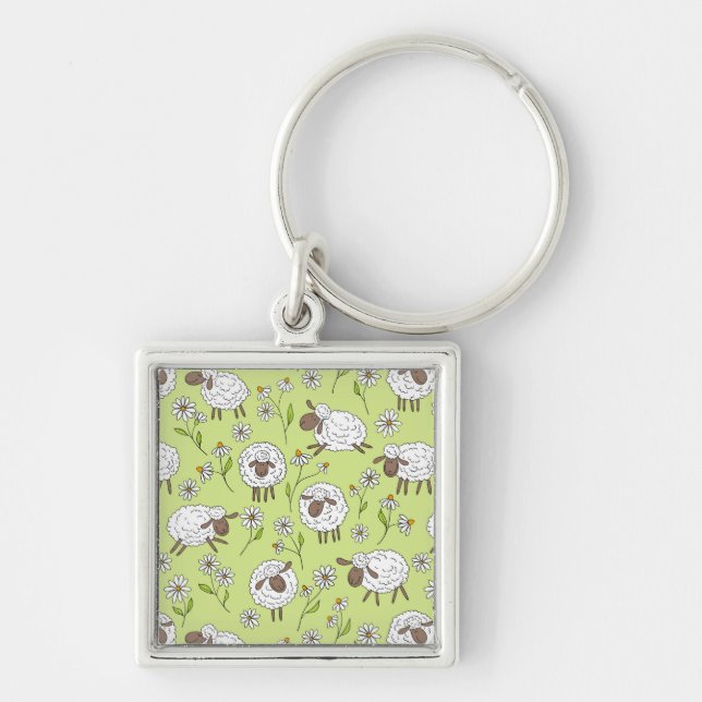 Counting sheep on honney dew green key ring (Front)