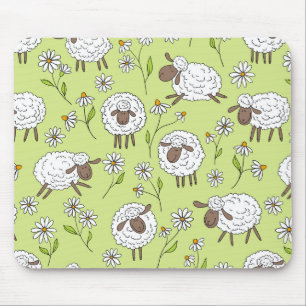 Counting sheep on honney dew green mouse mat