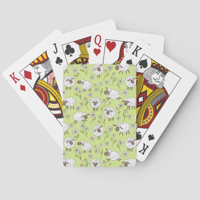 Counting sheep on honney dew green playing cards (Back)