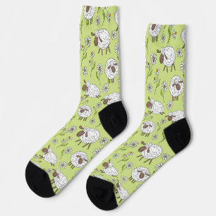 Counting sheep on honney dew green socks