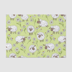 Counting sheep on honney dew green tissue paper