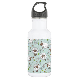 Counting sheep on sea glass blue 532 ml water bottle