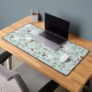 Counting sheep on sea glass blue desk mat
