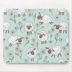 Counting sheep on sea glass blue mouse mat