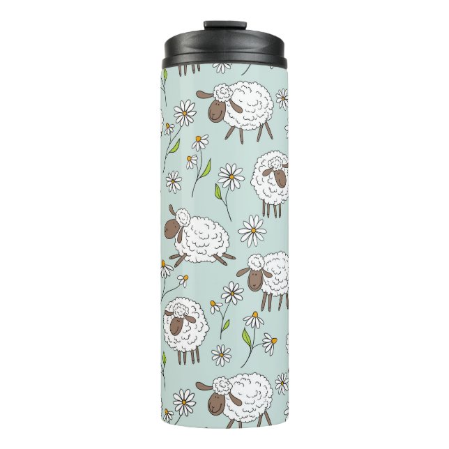 Counting sheep on sea glass blue thermal tumbler (Front)