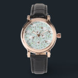 Counting sheep on sea glass blue watch<br><div class="desc">Hand-painted cute doodle sheeps and daisies</div>