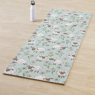 Counting sheep on sea glass blue yoga mat
