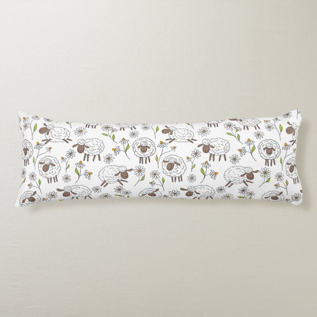 Counting sheep on white body cushion (Front)