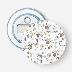 Counting sheep on white bottle opener