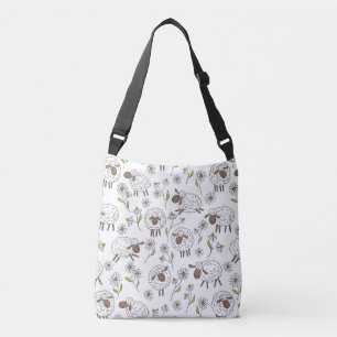Counting sheep on white crossbody bag
