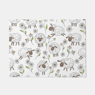 Counting sheep on white doormat