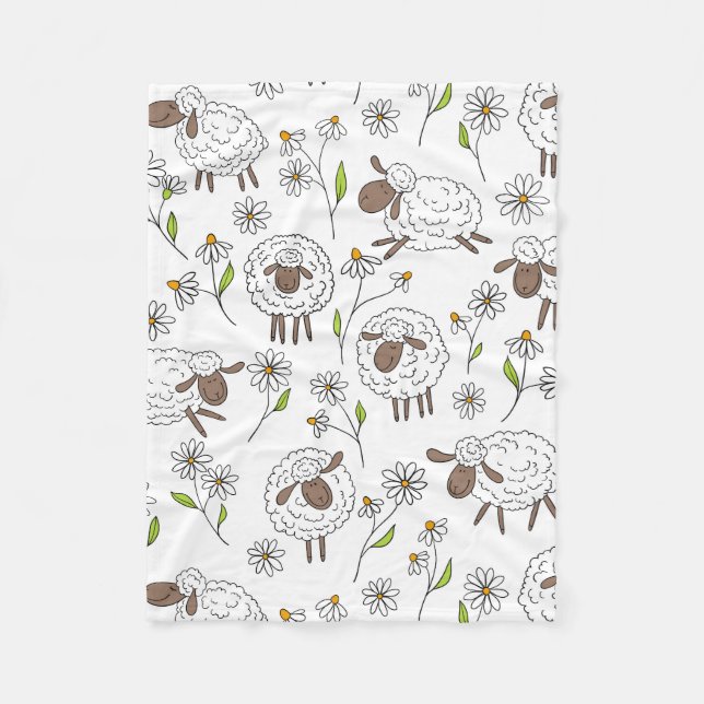 Counting sheep on white fleece blanket (Front)