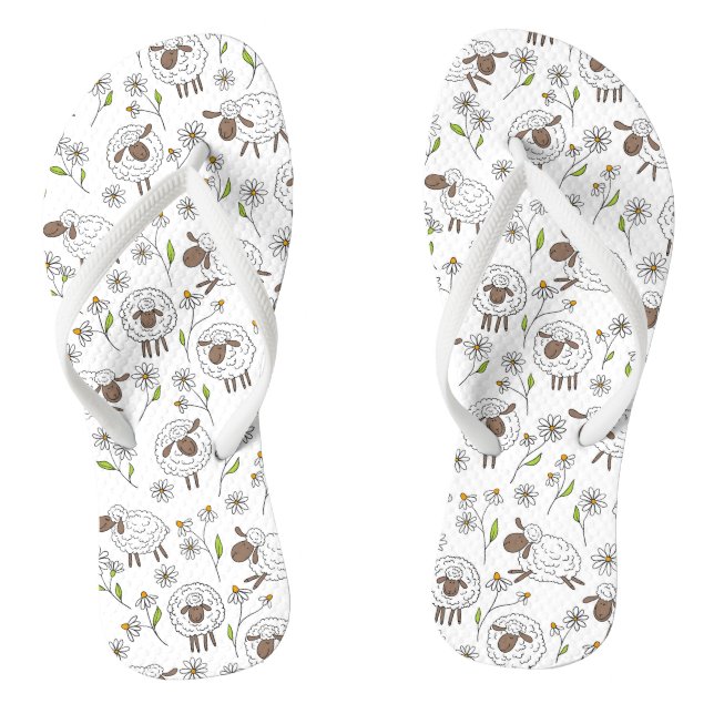 Counting sheep on white flip flops (Footbed)