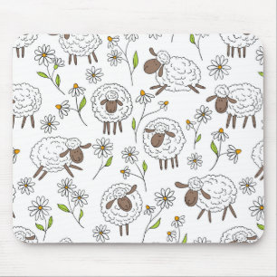 Counting sheep on white mouse mat