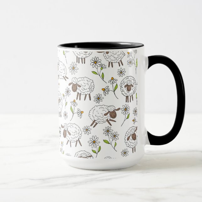 Counting sheep on white mug (Right)