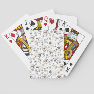 Counting sheep on white playing cards