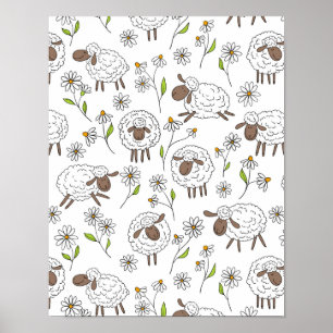 Counting sheep on white poster