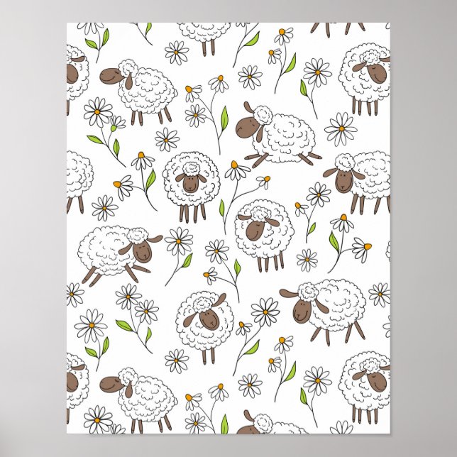 Counting sheep on white poster (Front)