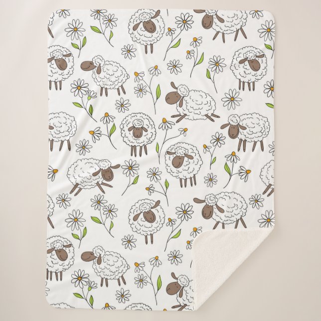 Counting sheep on white sherpa blanket (Front)