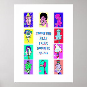 Counting Silly Faces Book #6: Numbers 51-60 Poster