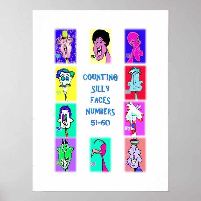 Counting Silly Faces Book #6: Numbers 51-60 Poster (Front)