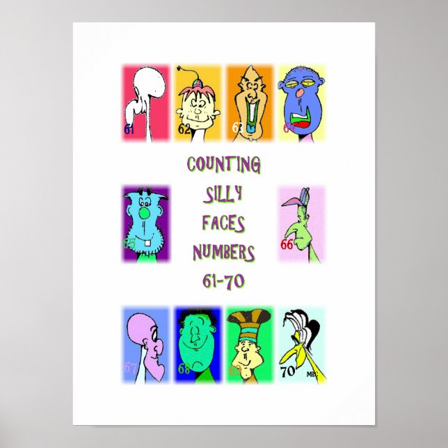 Counting Silly Faces Book #7: Numbers 61-70 Poster (Front)