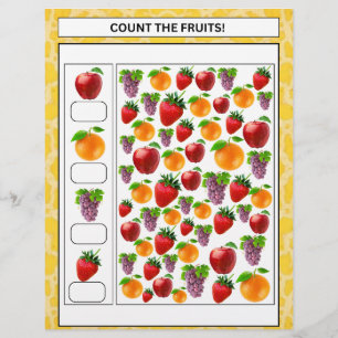 COUNTING THE FRUITS WORKSHEET FOR KIDS FLYER