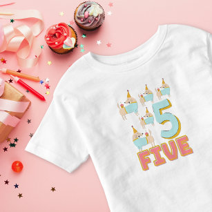 Counting to Number Five Cute Dogs Pink and Teal Toddler T-Shirt