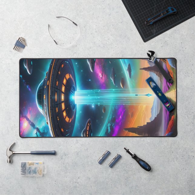 Countless UFO unidentified flying plates over UFOs Desk Mat (Workstation)