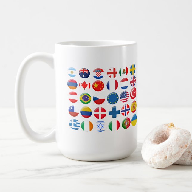 Countries icons set coffee mug (With Donut)