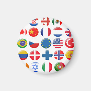 Countries icons set magnet