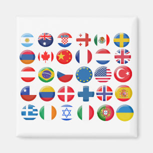Countries icons set magnet