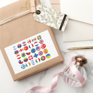 Countries icons set rectangular sticker