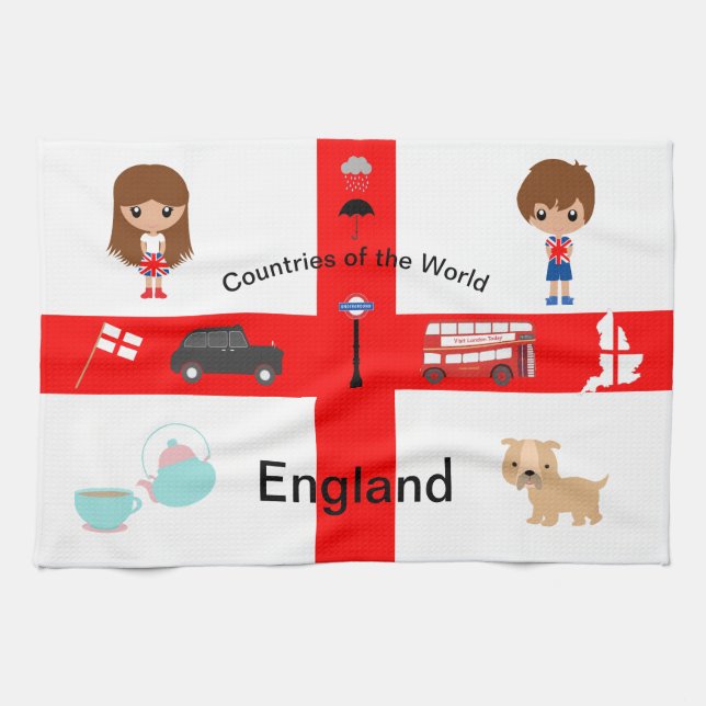 Countries of the World - England 2 Tea Towel (Horizontal)