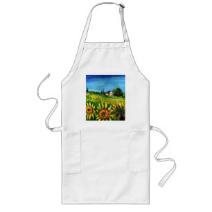 COUNTRSIDE AND SUNFLOWERS IN TUSCANY LONG APRON