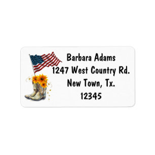 Country American Boots Return Address Label