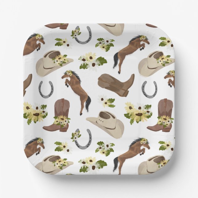 Country and Floral Paper Plates (Front)