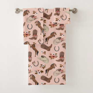 Country and Floral Pink Bath Towel Set