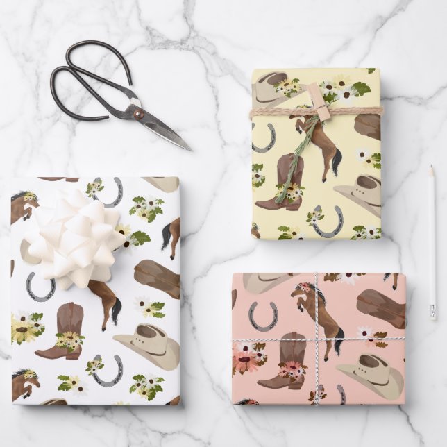 Country and Floral Wrapping Paper Sheet (Front)