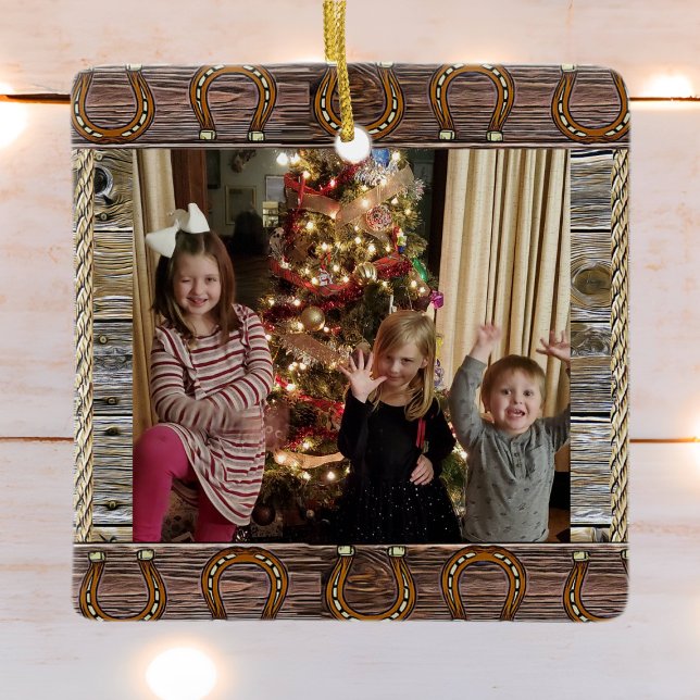 Country and Western Christmas Personalized Photo   Ceramic Ornament (Creator Uploaded)