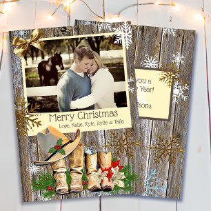 Country and Western Cowboy Boots Christmas Card