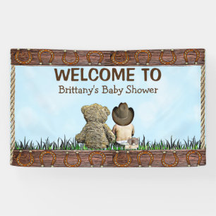 Country and Western Lil Cowboy & Teddy Bear Banner