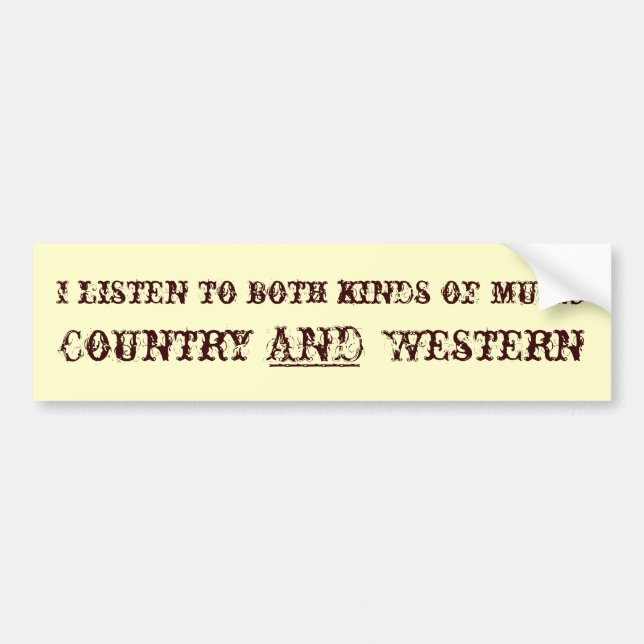 Country and Western Music Bumper Sticker (Front)