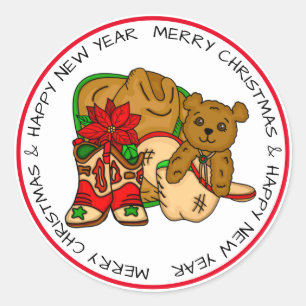 Country and Western Rustic Christmas  Classic Round Sticker