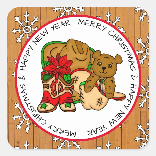 Country and Western Rustic Christmas   Square Sticker (Front)