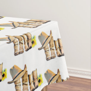 Country and Western Wedding Cowboy Boots Tablecloth