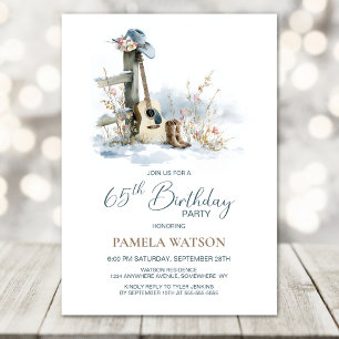 Country and Western Winter 65th Birthday Party Invitation